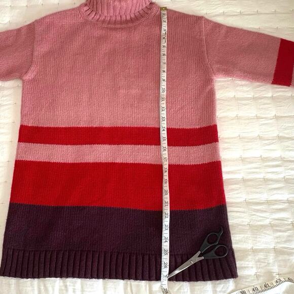 Ann Taylor Color Block Tunic Turtleneck Sweater Women's S | Pink Stripe | EUC - Picture 7 of 10